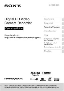 Sony HDR CX 260 manual. Camera Instructions.
